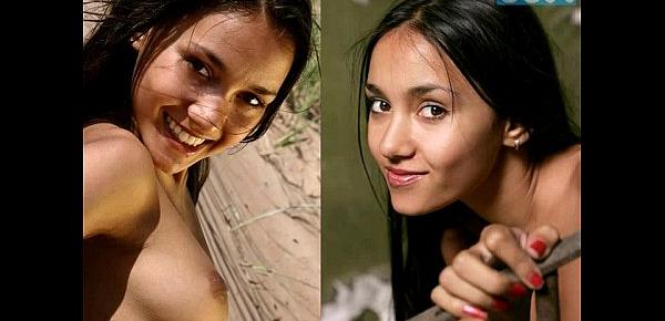  teen Kamilla (Russian, Indian looks) fully naked in nature